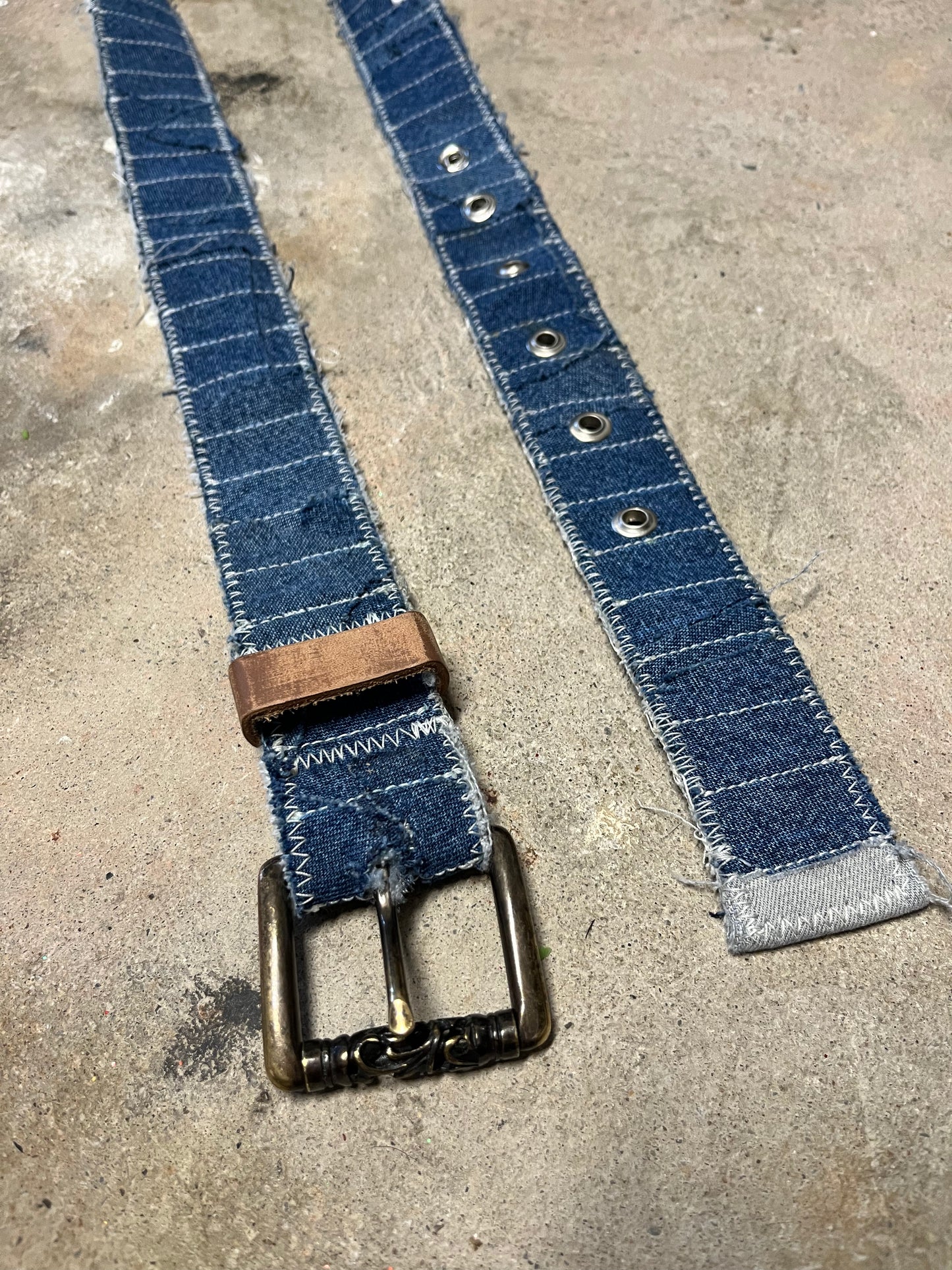 Denim pinstripe belt